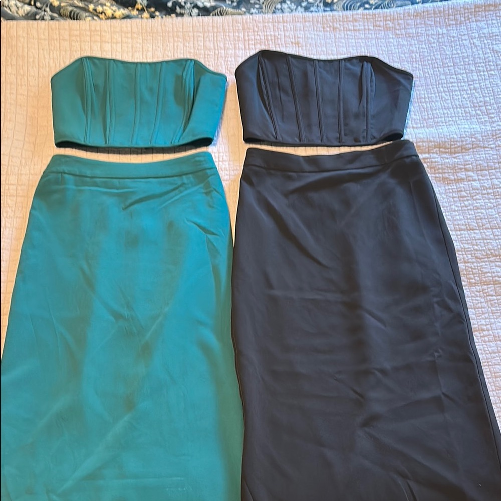 NWT! Corset top and skirt set. One teal one black. Medium
